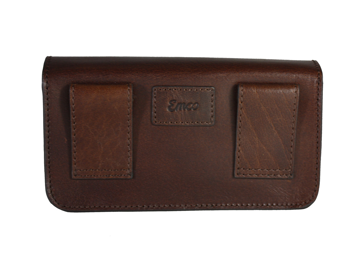 Telefoon tasje voor aan de riem dubbel vaks brandy (brown)