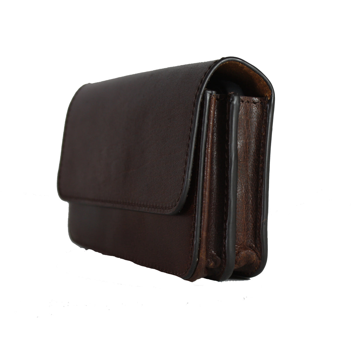 Telefoon tasje voor aan de riem dubbel vaks brandy (brown)
