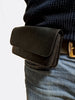 Telefoon tasje voor aan de riem leer dubbel vaks classic black