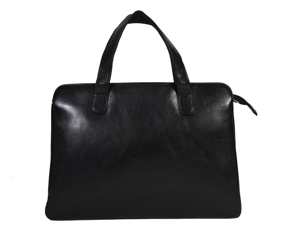 Handtas zwart 3 vaks leer - Koffers en tassen Emco