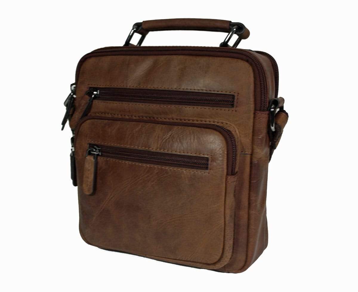 Heren tas met handvat leer vintage brown