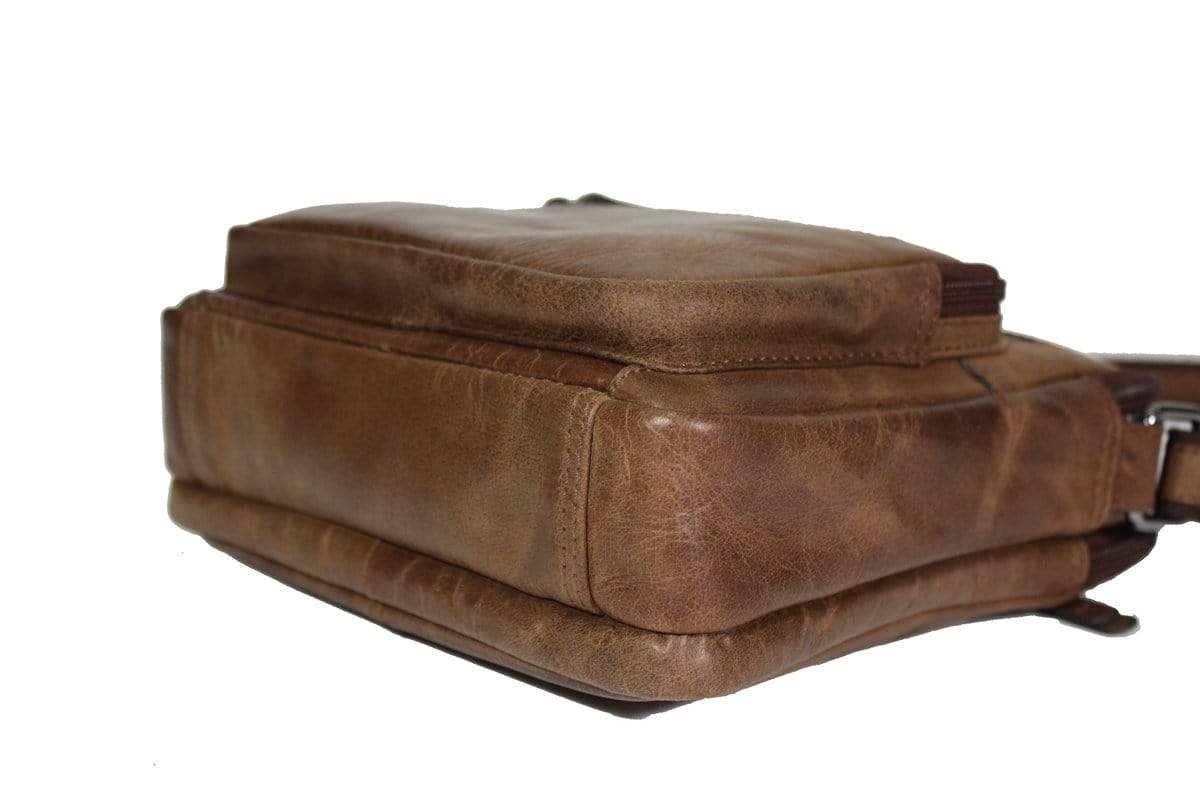 Heren tas met handvat leer vintage brown