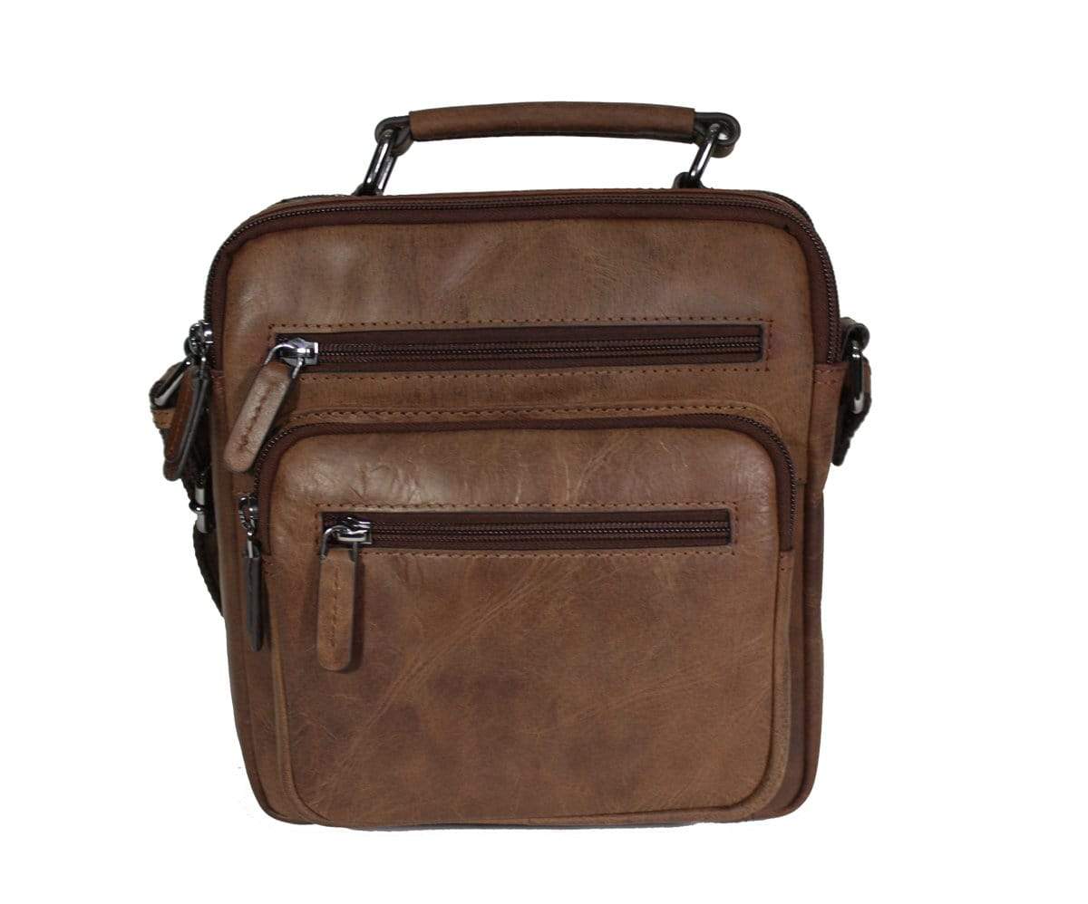 Heren tas met handvat leer vintage brown