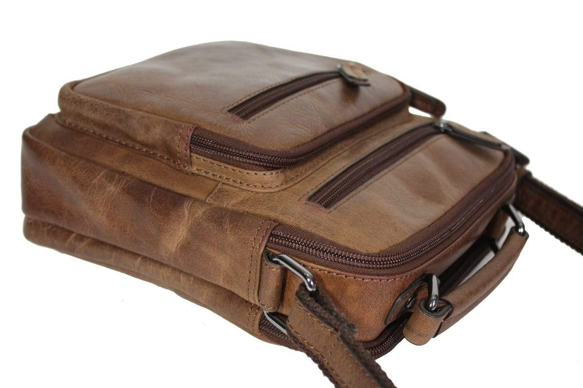 Heren tas met handvat leer vintage brown