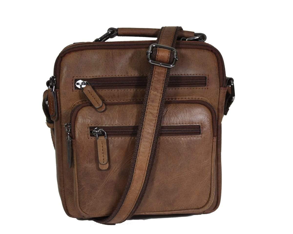 Heren tas met handvat leer vintage brown